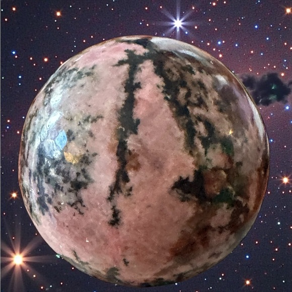 Rhodonite Crystal Sphere - Picture 9 of 9